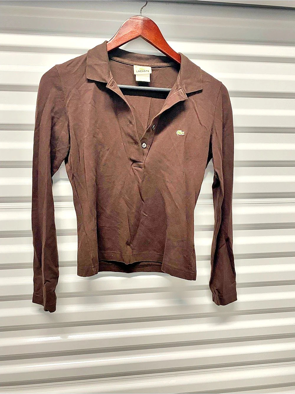 Lacoste Long Sleeve Polo Shirt Women's Brown Size 36